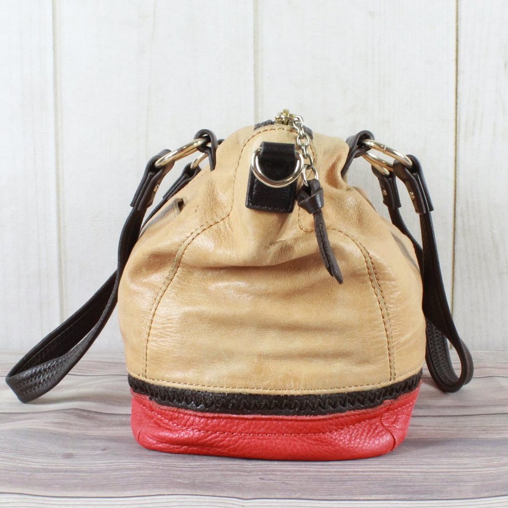THE SAK Women's Brown Red Leather Tote Handbag - Picture 4 of 12